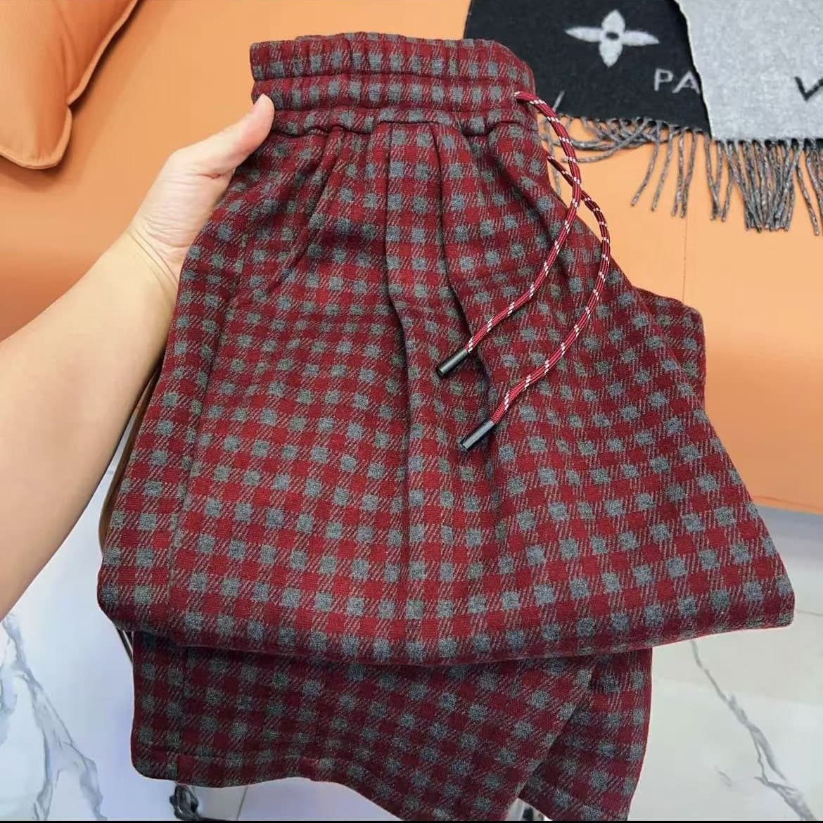 ゆったり美シルエットチェックパンツ