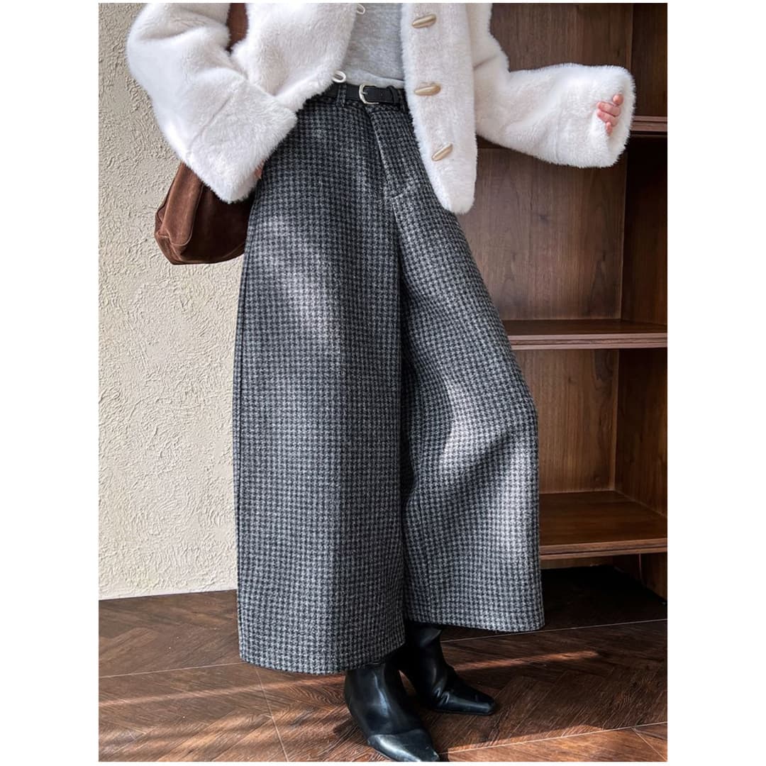 チェックパンツ ゆったりチェックワイドパンツ