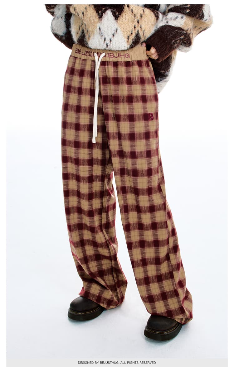 チェックパンツ ゆったりチェックワイドパンツ