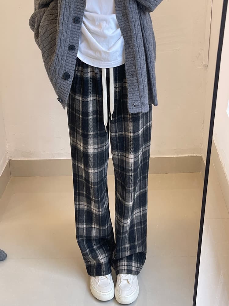 チェックパンツ リラックスタータンウールパンツ