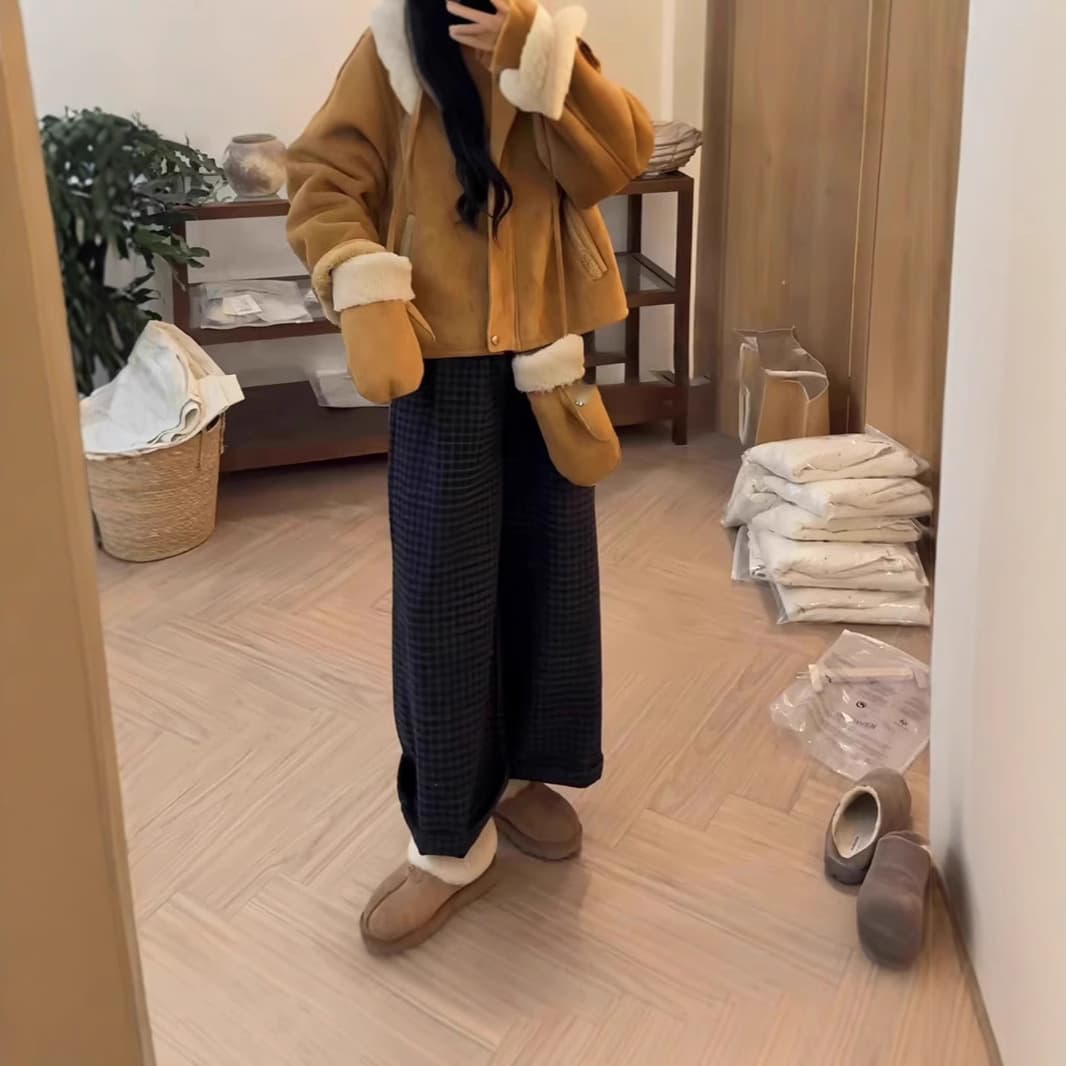しなやかガーゼチェックパンツ