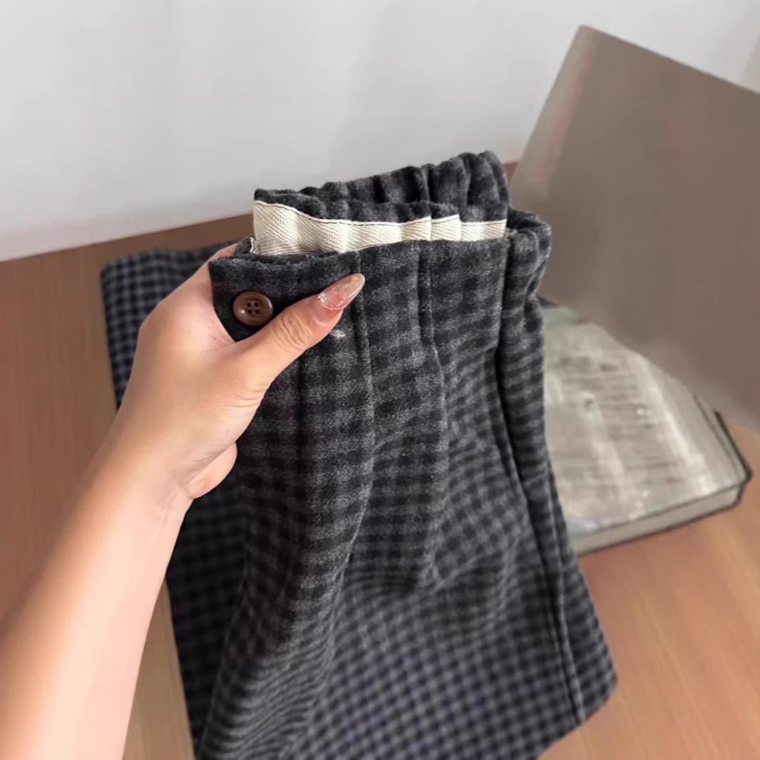 しなやかガーゼチェックパンツ