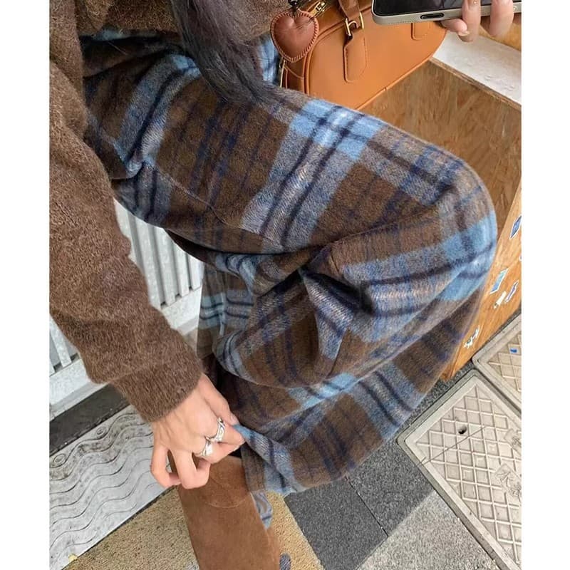 チェックパンツ もこもこチェックテーパードパンツ